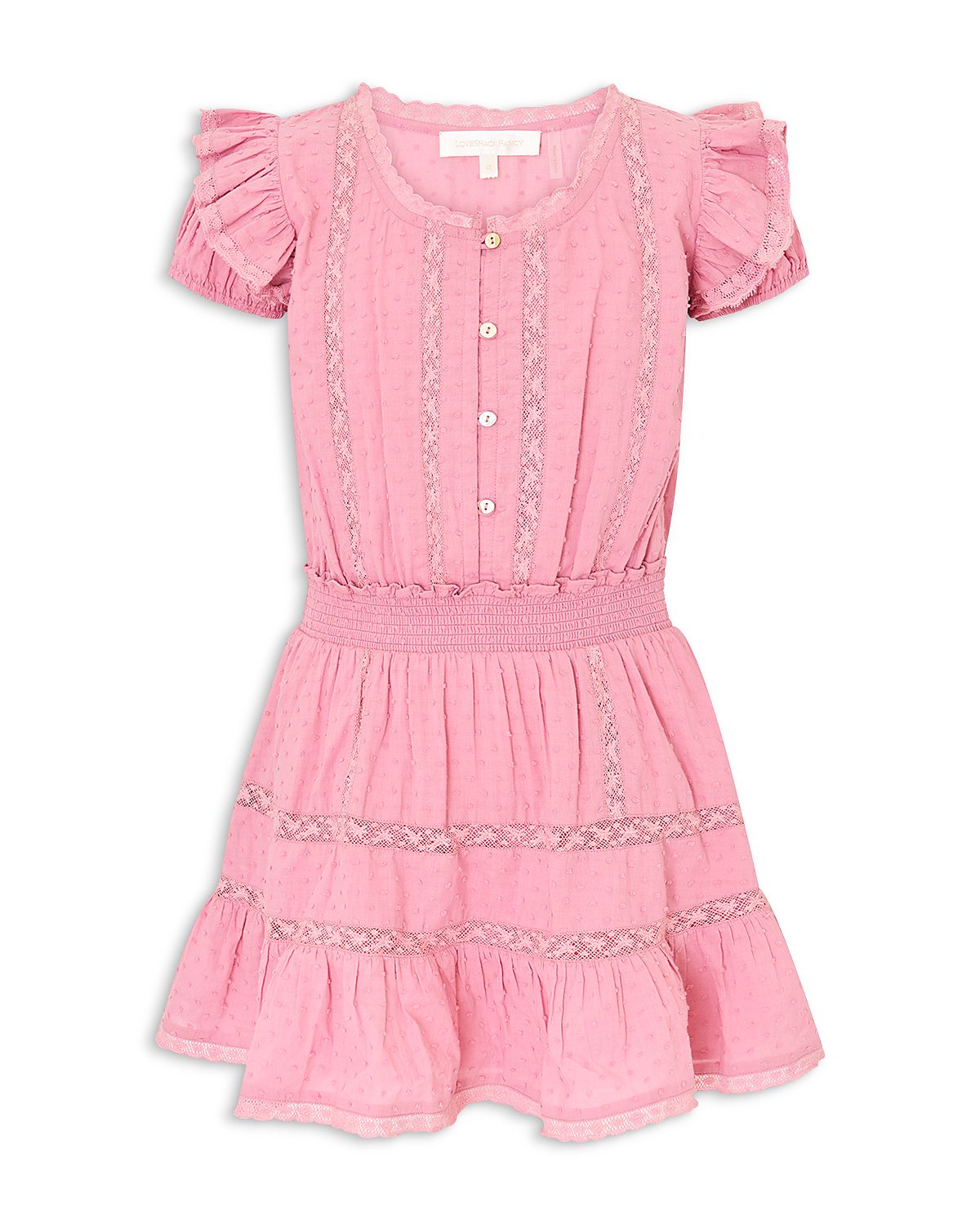 LoveShackFancy Girls' Jeriana Tween Lace Trim Dress - Big Kid