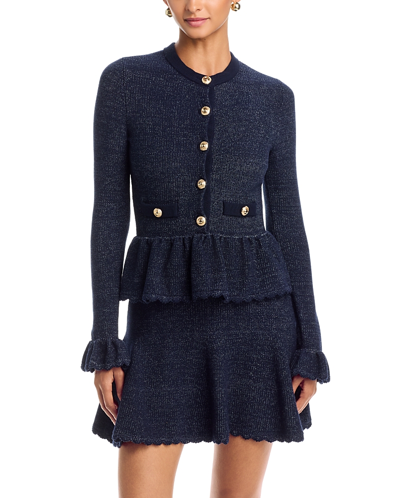 Self-Portrait Navy Textured Knit Mini Dress
