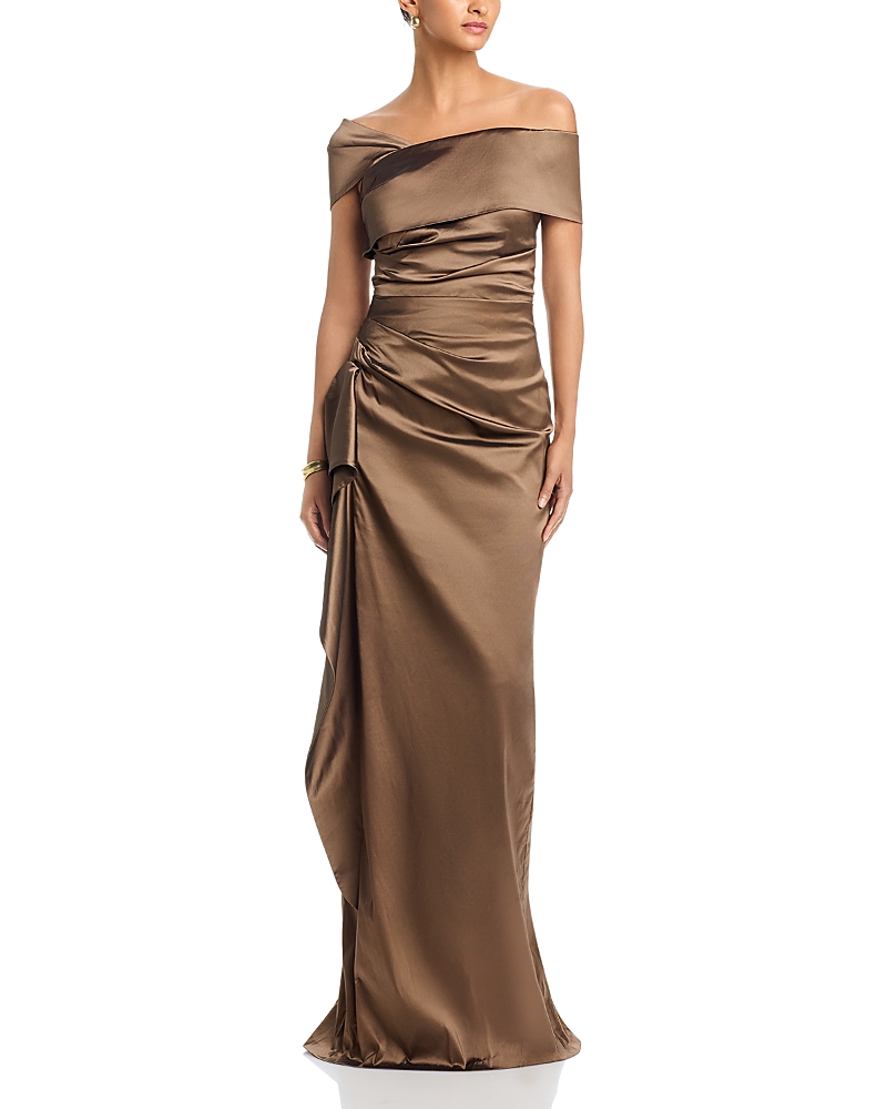 Teri Jon by Rickie Freeman Asymmetrical Taffeta Gown