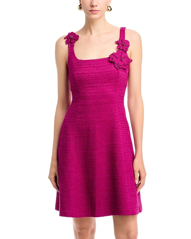 Teri Jon by Rickie Freeman Boucle Floral Applique Dress