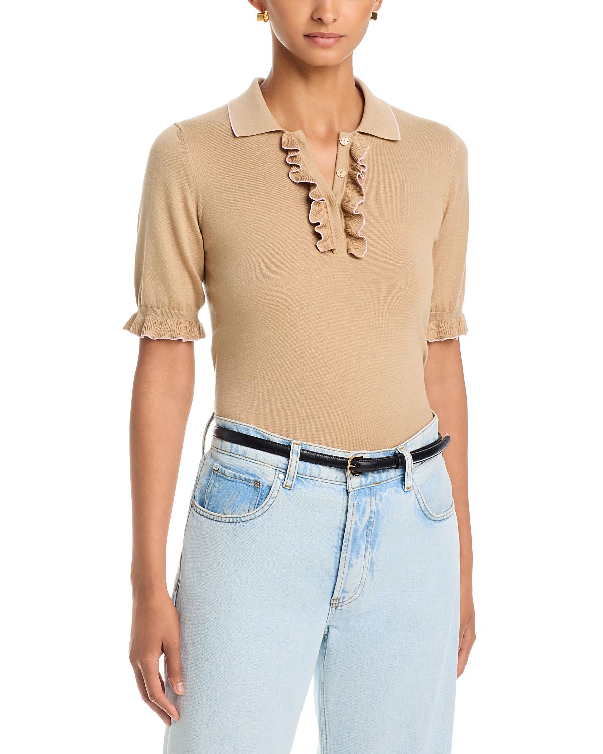 Fabiana Filippi Silk & Cotton Ruffled Polo Top