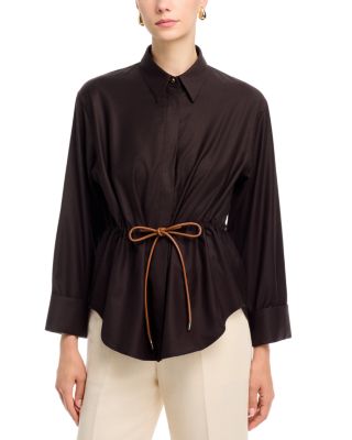 Wool-Blend Tie Waist Shirt 