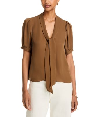 Frame The Sonnet Silk Blouse In Moss