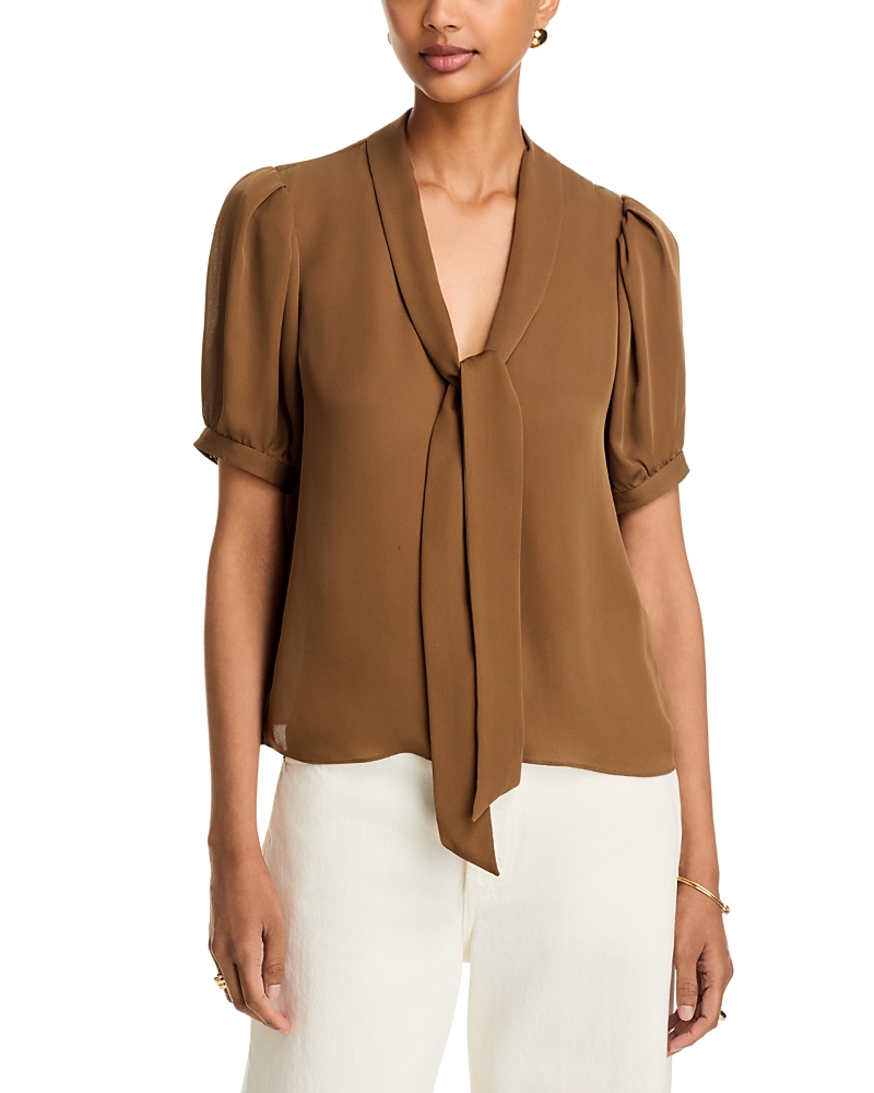 Frame The Sonnet Silk Blouse In Moss