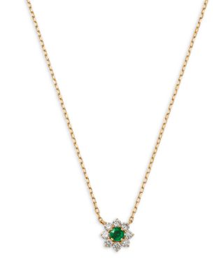 Bloomingdale's Fine Collection Diamond & Gemstone Classic Flower Cluster Pendant Necklace in 14K Gold