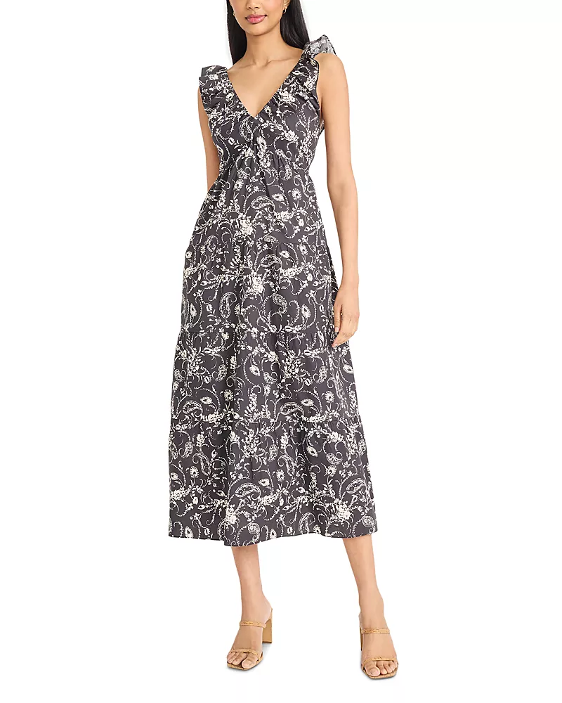 The Good Journey Ruffled Cotton Midi Dress