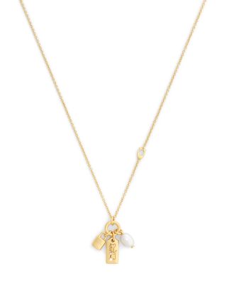 Iconic Imitation Pearl Signature Charm Pendant Necklace, 16-18"
