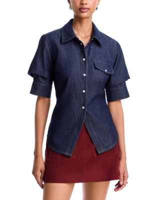 Winston Snap Front Gathered Sleeve Top