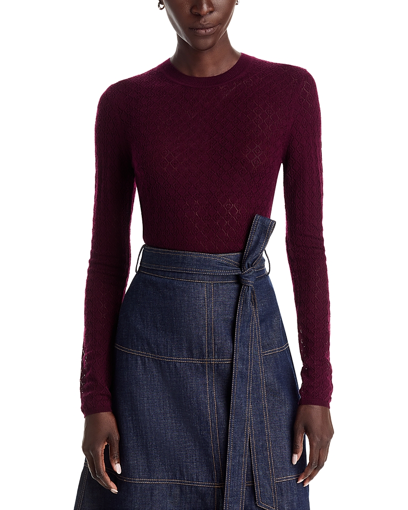 Tanya Taylor Pointelle Merino Wool Crewneck Sweater