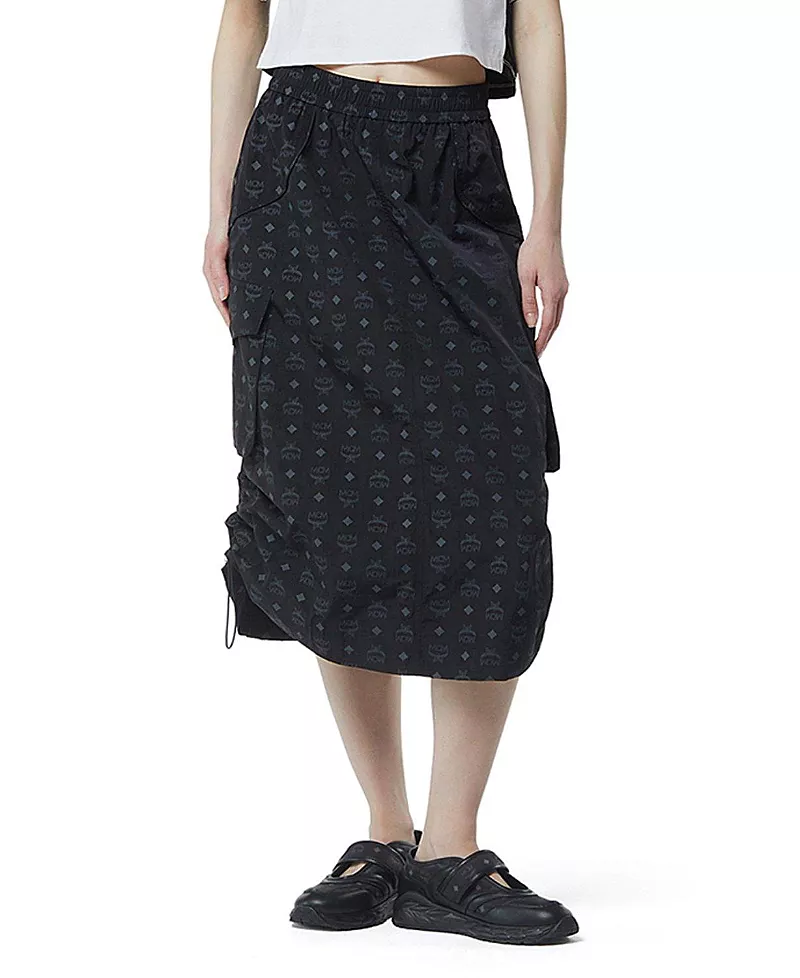 Mcm Monogram Midi Skirt in Recycled Nylon