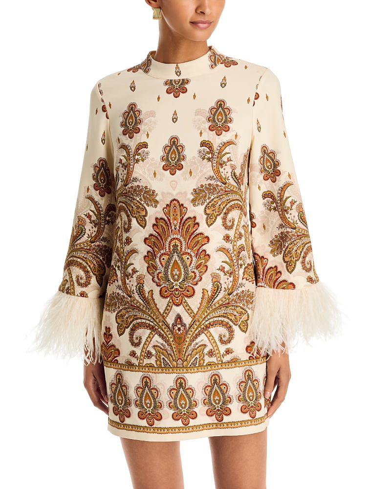 Cara Cara Vida Feather Trim Mini Dress