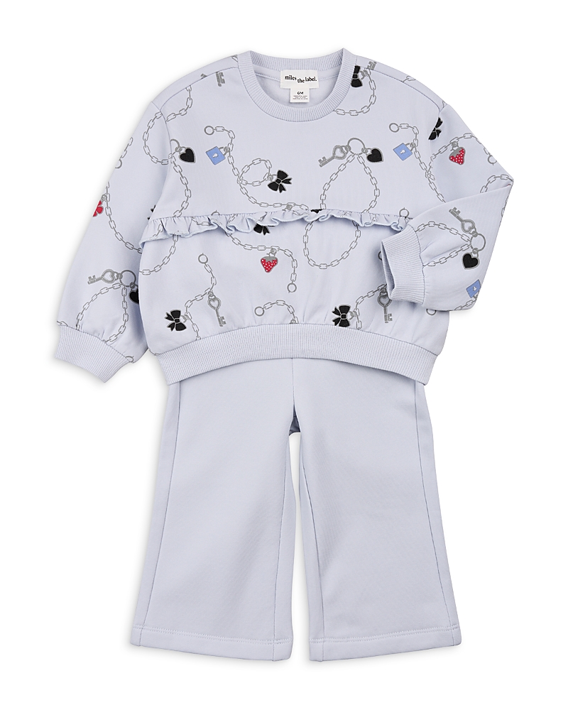Miles The Label Girls' Charms Print Sweatshirt & Jogger Pants Set - Little Kid, Big Kid In Blue Lt.