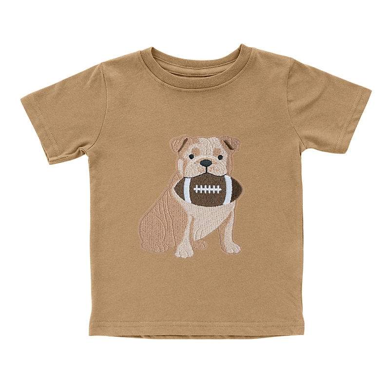 Sweet Wink Boys' Bulldog Football Patch Short Sleeve T-Shirt - Baby, Little Kid