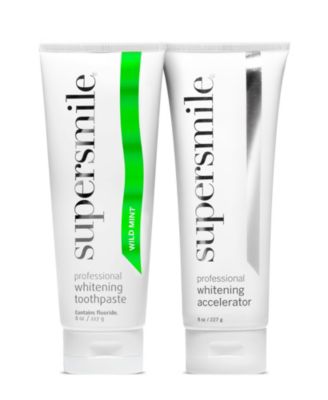  Wild Mint Whitening System with Fluoride, Professional Grade 2-Step Whitening Toothpaste and Accelerator