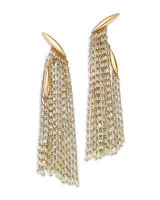18K Yellow Gold Yellow Diamond Cascade Statement Earrings, 30.71 tcw