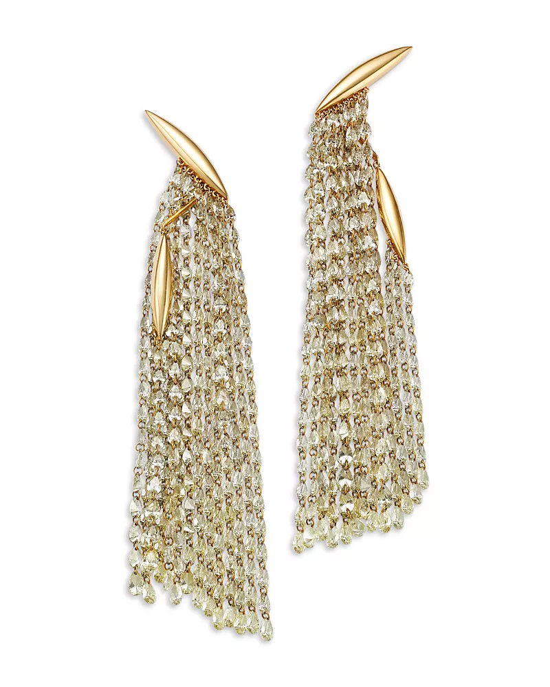 Etho Maria 18K Yellow Gold Yellow Diamond Cascade Statement Earrings, 30.71 tcw
