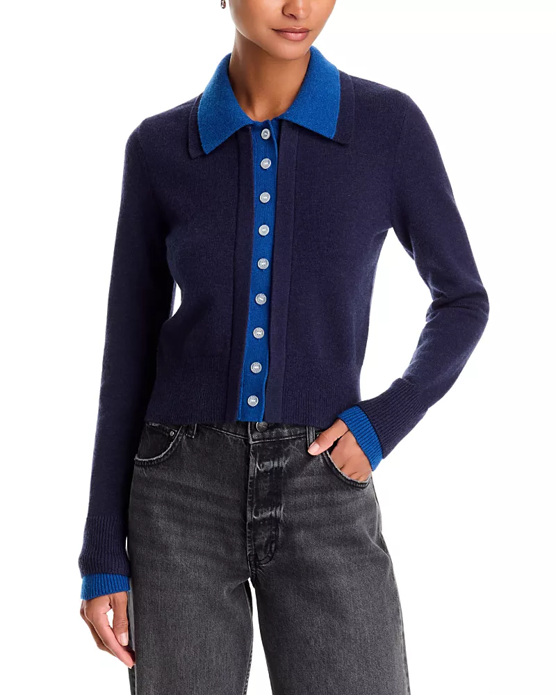 525 America Priscilla Layered Look Polo Cardigan Sweater