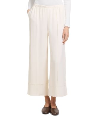 Pintuck Pebble Crepe Seamed Pants