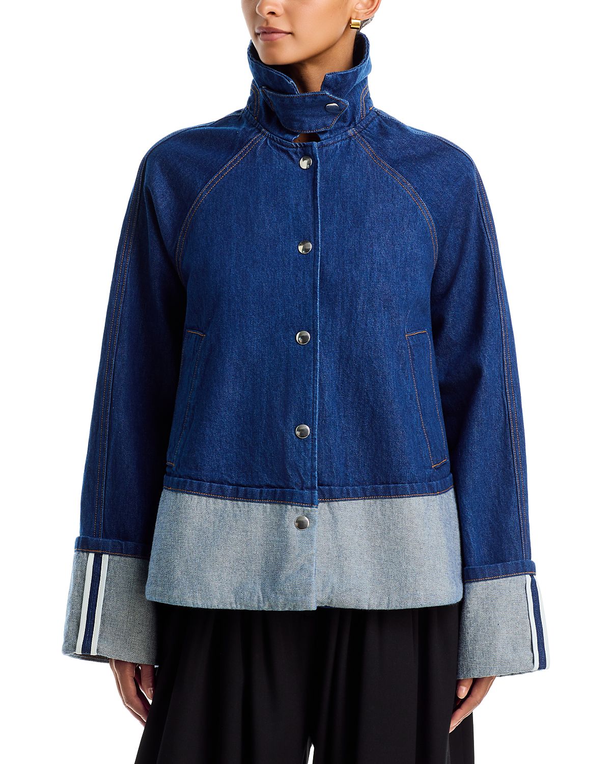 Brandon Maxwell The Wells Trapeze Cotton Denim Jacket