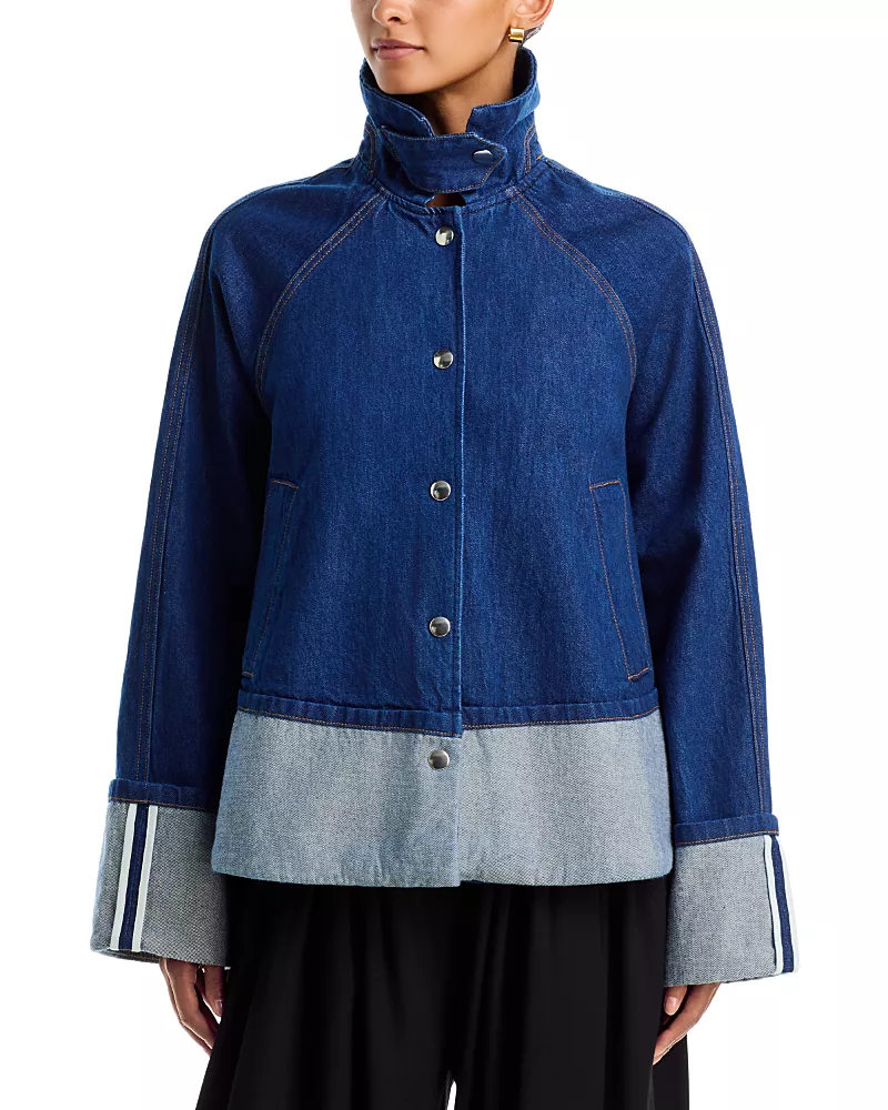 Brandon Maxwell The Wells Trapeze Cotton Denim Jacket