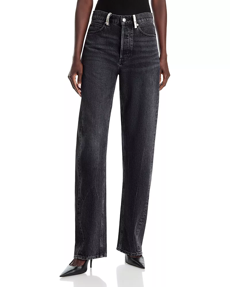 alexanderwang Float Mid Rise Relaxed Jeans in Grey Aged