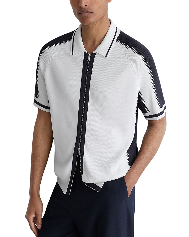 Reiss Kelney Zip Through Stripe Shirt