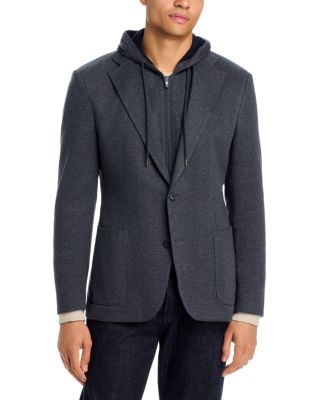 Double-Face Jersey Removable Hood Slim Fit Sport Coat