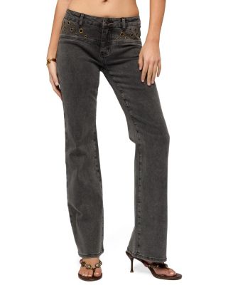  Grommet Mid Rise Straight Leg Jeans