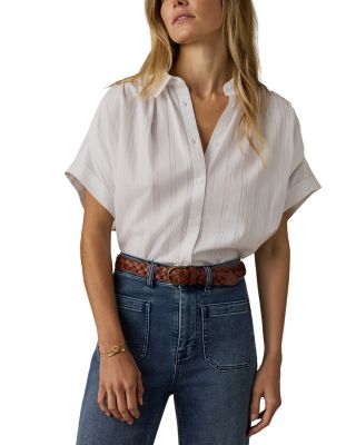 Faherty Heirloom Dobby Lucia Cotton Top In White