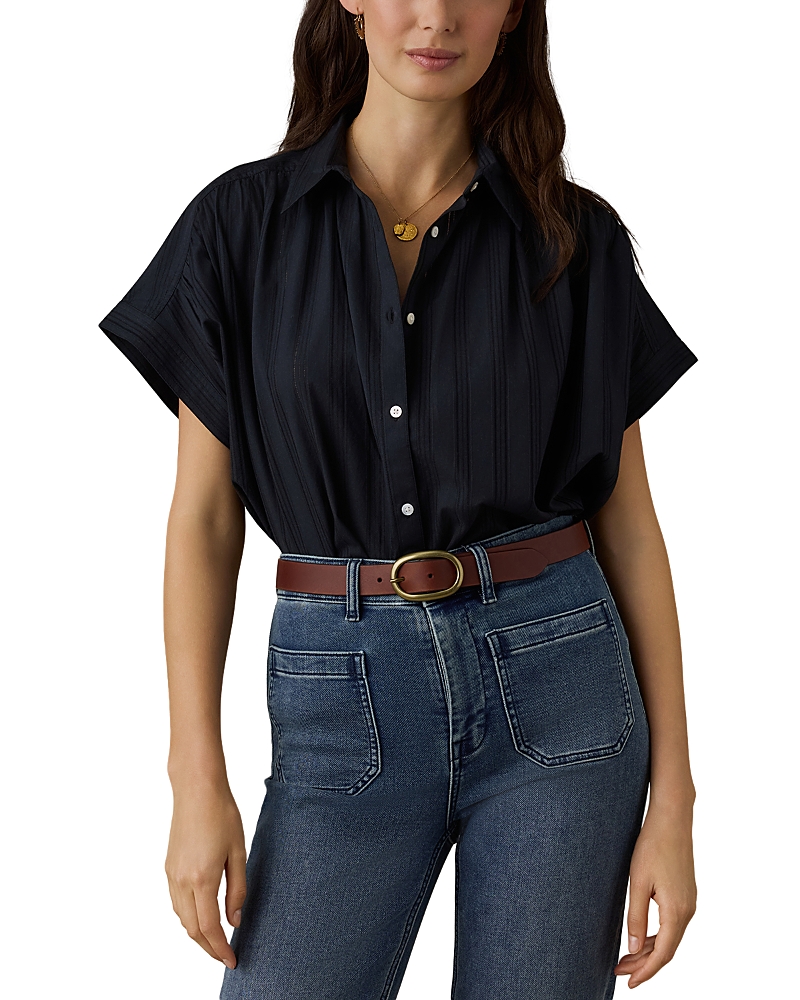 Faherty Heirloom Dobby Lucia Cotton Top In Black