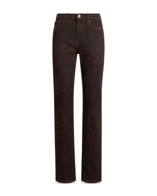 Cotton Stretch Printed Straight Jeans in Printed Bordeaux