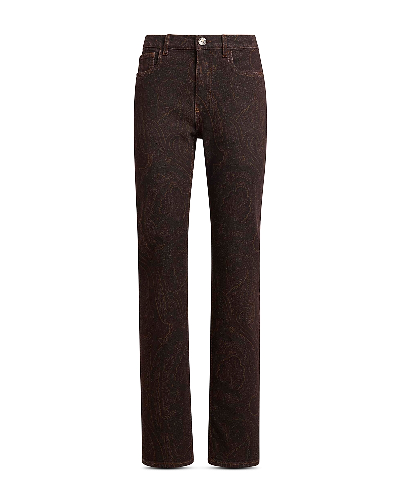 Etro Cotton Stretch Printed Straight Jeans in Printed Bordeaux