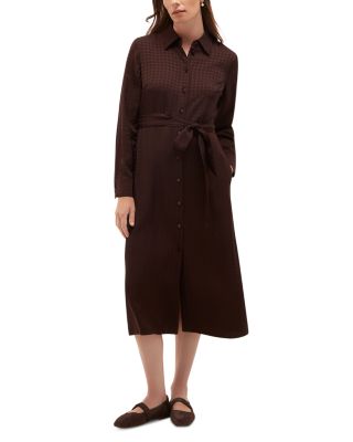Hobbs London Georgianna Belted Shirt Dress In Deep Brown