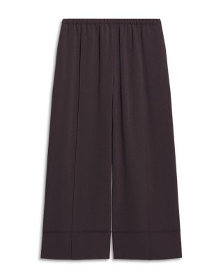 Pintuck Pebble Crepe Seamed Pants