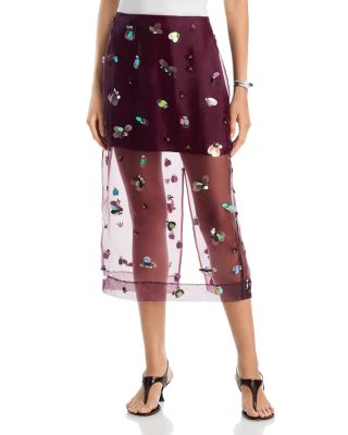 Delilah Silk Embellished Midi Skirt
