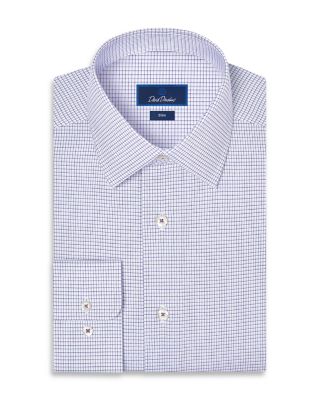 Slim Fit Stretch Twill Micro Check Dress Shirt