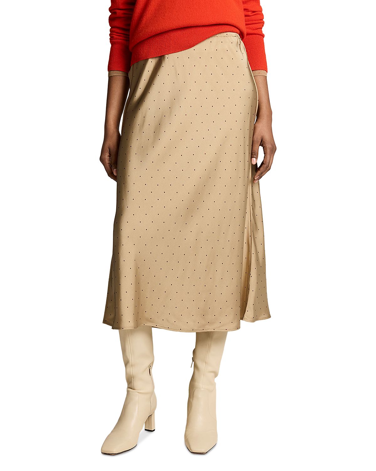 Vince Grid Dot Pull On Slip Skirt