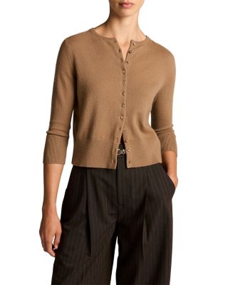 Wool Cashmere Blend Crewneck Cardigan