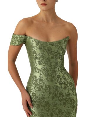 Jackson Cotton Blend Brocade Gown - thumbnail 3