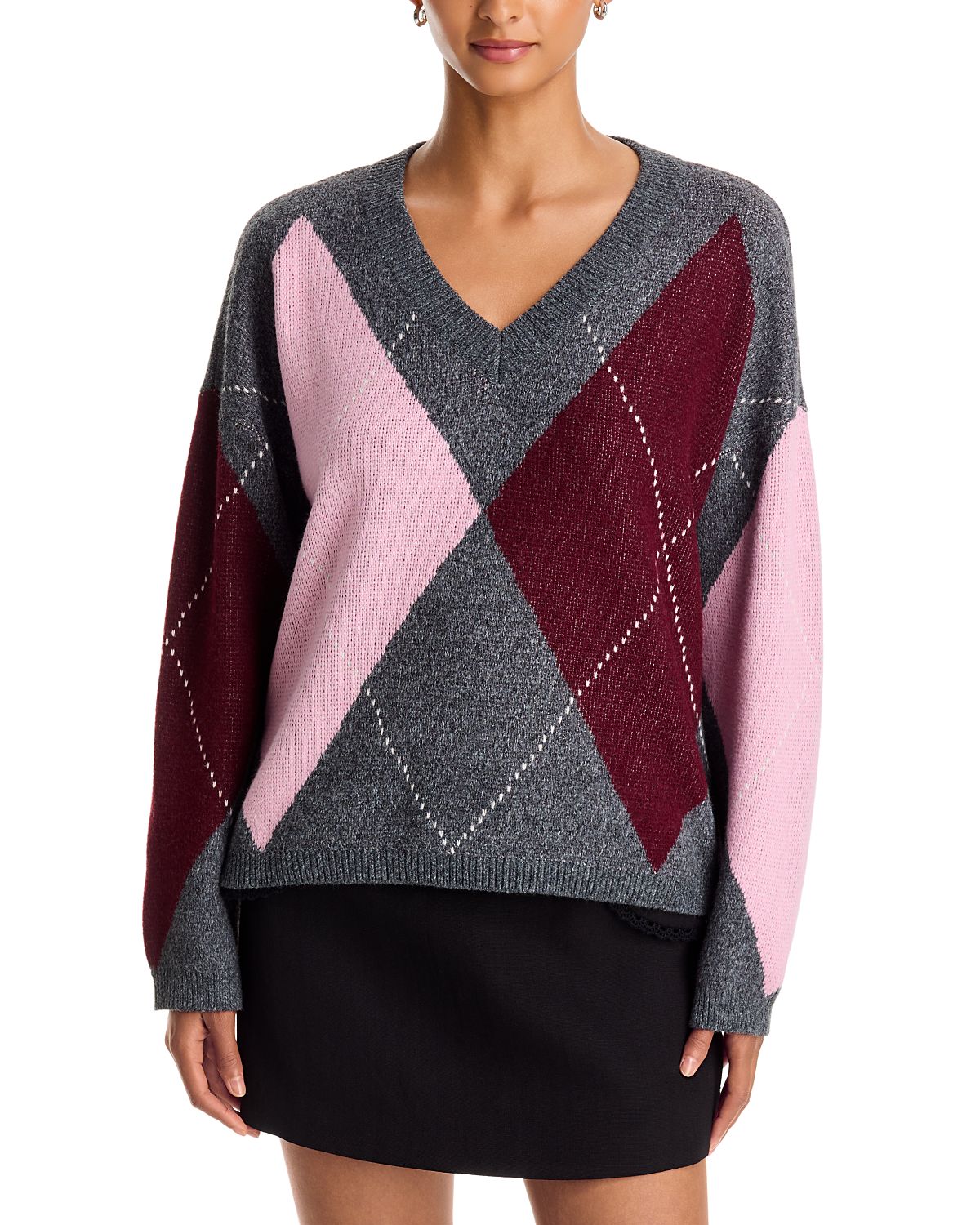 Aqua Argyle V Neck Sweater - Exclusive