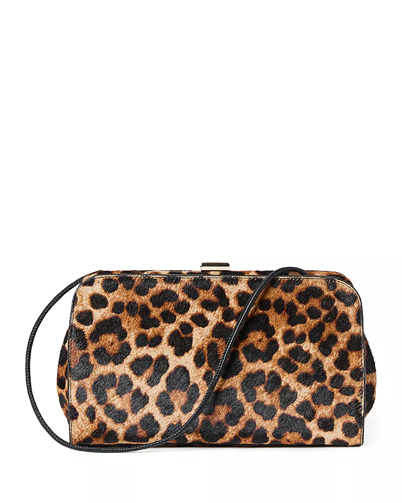 Loeffler Randall Zella Small Leopard Print Calf Hair Clutch