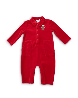 Unisex Velour Red Jumpsuit - Baby