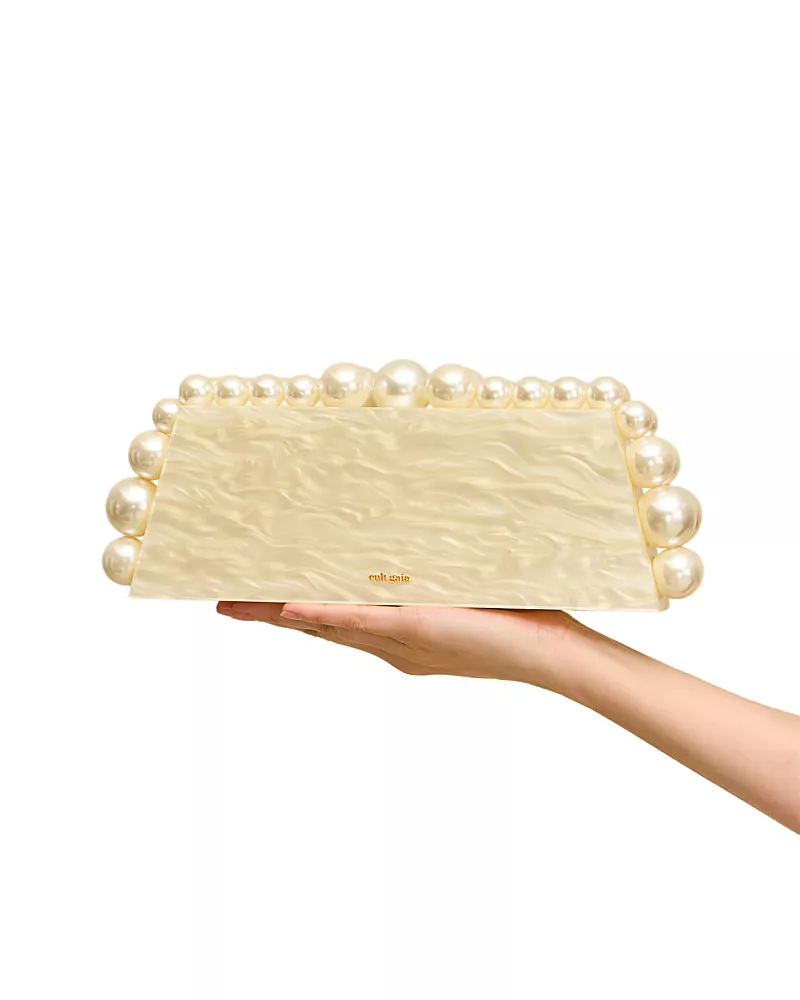 Cult Gaia Eos Lungo Beaded Trim Clutch