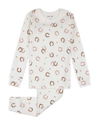 Girls' Horseshoe Print Ribbed Pajama Set - Little Kid