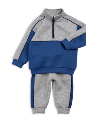 Boys Grey Mix and Navy Half-Zip Jogger Set - Little Kid, Big Kid