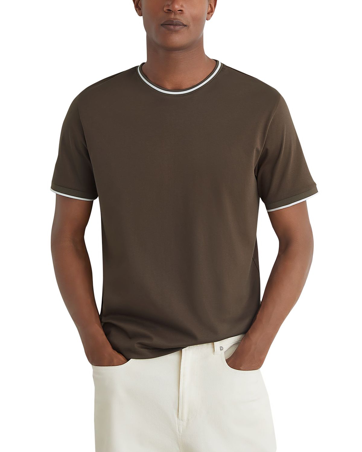 Reiss Ainsley Tailored Fit Contrast Tipping Short Sleeve Tee