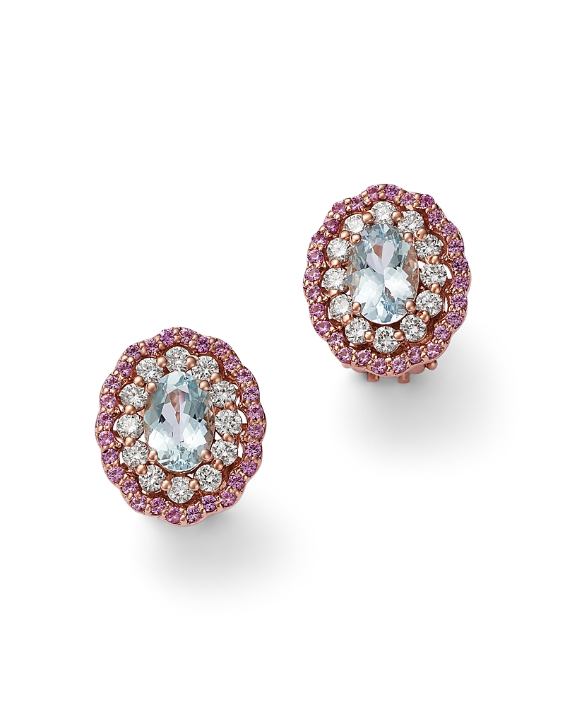 Bloomingdale's Fine Collection Diamond, Pink Sapphire & Aquamarine Earrings in 14K Rose Gold