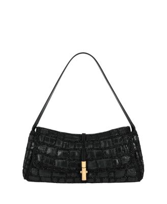  Metropolis Bag in Crocodile-Effect Leather with Embroidery