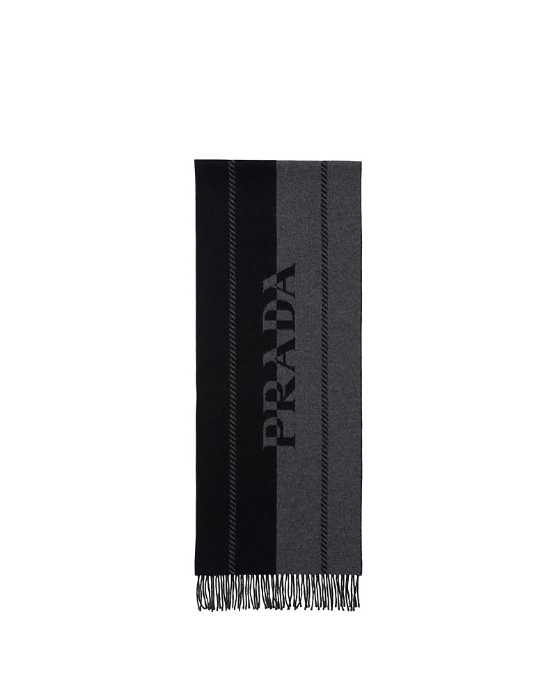 Prada Small Wool Scarf with Jacquard Logo
