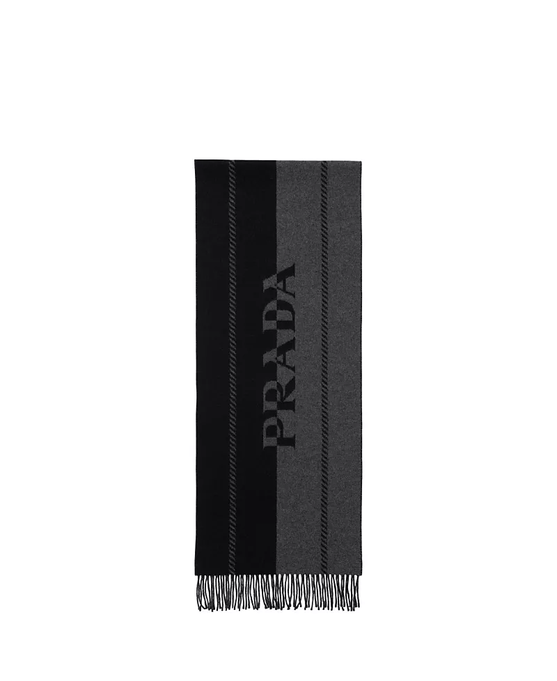 Prada Small Wool Scarf with Jacquard Logo